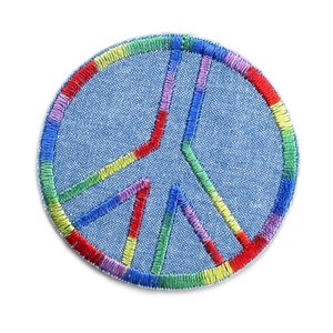 Peace patch for ironing rainbow, 6.5 cm, embroidered peace sign iron-on patch, jeans patches