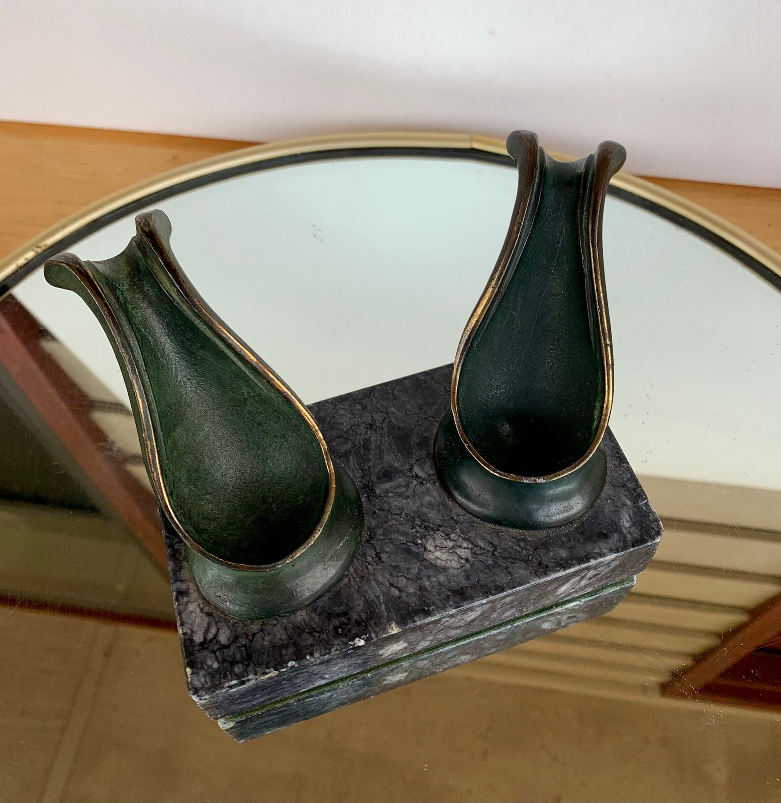 Vintage Double Pipe Holder Marble & Bronze Etsy