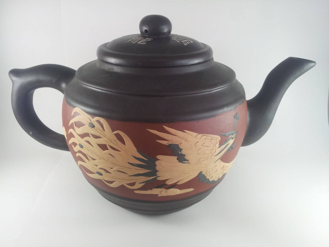 HUGE Yixing Zisha Teapot Phoenix and Dragon China Etsy
