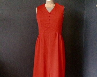 Vintage Sleeveless Red Dress, True Vintage Sexy Maxi Dress with Slit