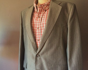 Vintage Western Men's Blazer, Western Sport Coat, Western Yoke, Single Vent