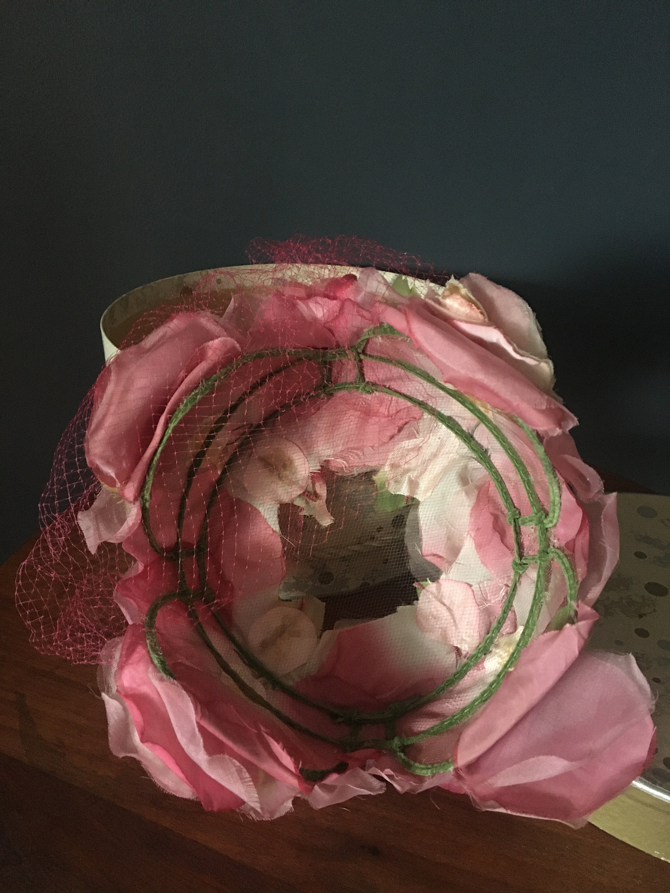 Vintage Flower Hat, Summer Hat, Rare True Vintage Floral Hat 
