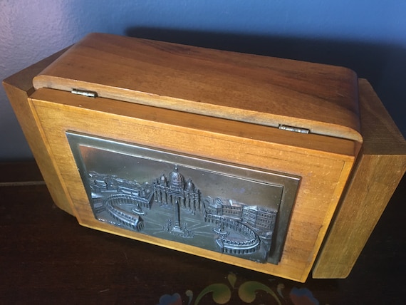 Rare Art Deco Desktop Cigarette Box, 1930s WW2 Era Unique Italian  Collectible Smoking Room Decor