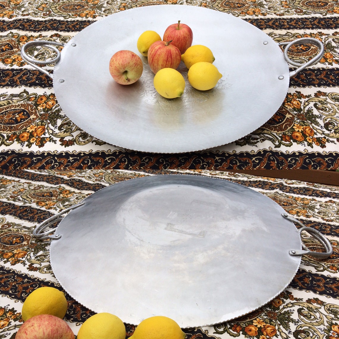 Vintage Large Aluminum Serving Tray Lehman Hand Metal Etsy