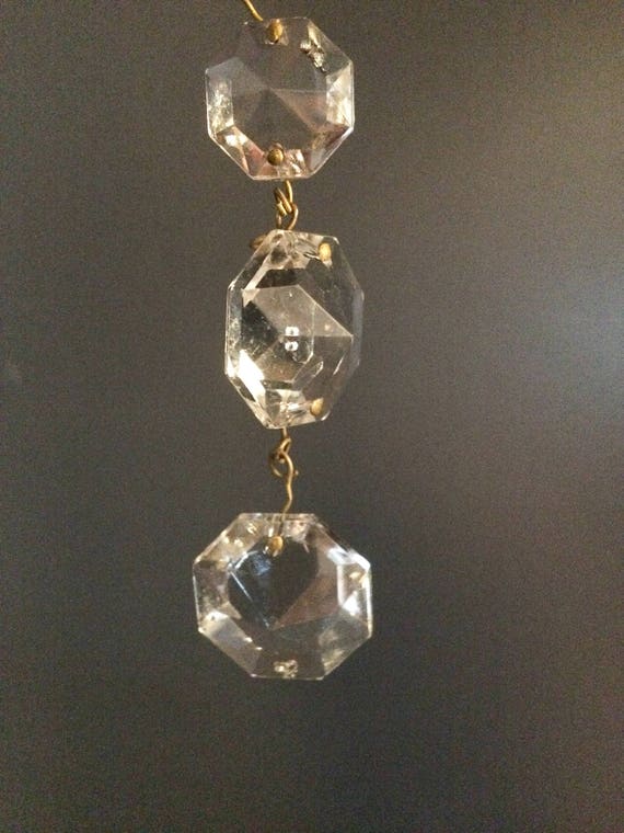 Vintage Octagonal Glass Prisms Chandelier Parts Image 0