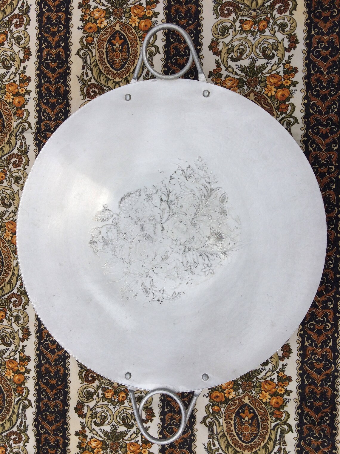 Vintage Large Aluminum Serving Tray Lehman Hand Metal Etsy