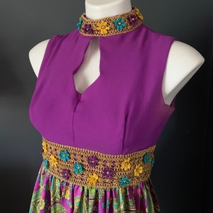 Rare Mod Retro Vintage 70s Maxi Gown, Size Junior 13, Purple Dress, Maxi Dress Rare image 1