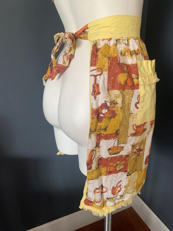 Vintage apron, Short retro apron, apron with fringe, Happy Days View 4