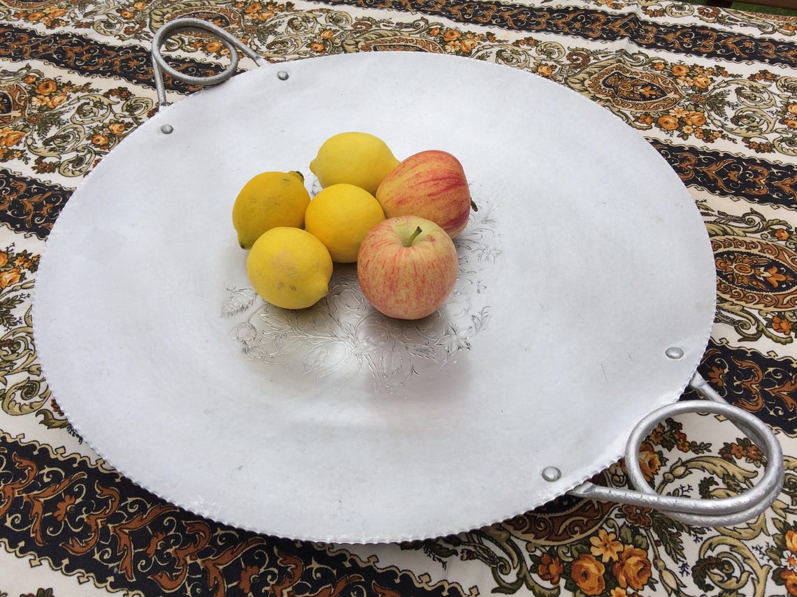 Vintage Large Aluminum Serving Tray Lehman Hand Metal Etsy