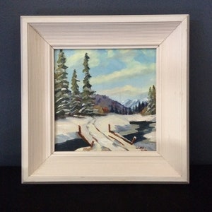 Vintage Small Oil Painting, Small Framed Art, Signed Canadian Landscape
