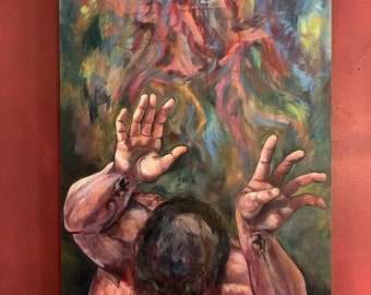 The Crucifixion, Original Religious Art, Artist Inspired Original Interpretation Large Painting