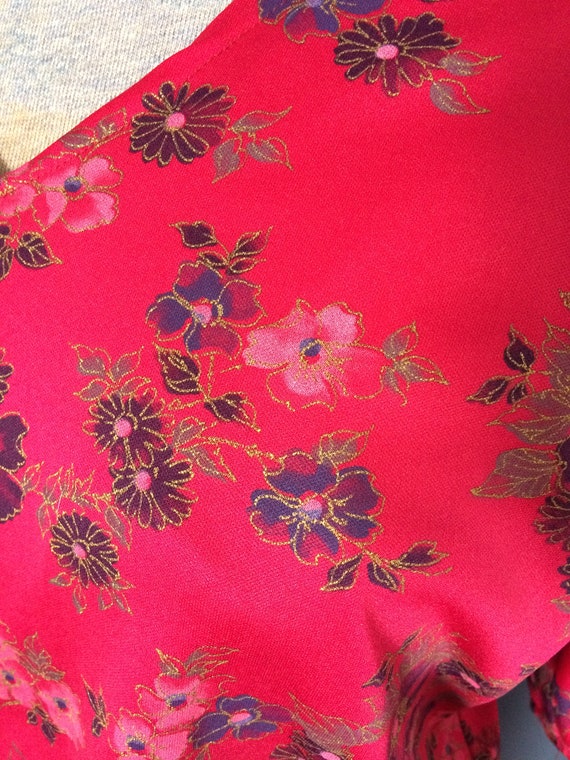 Vintage Floral Split Sleeve Dress, Draped Dress, … - image 5