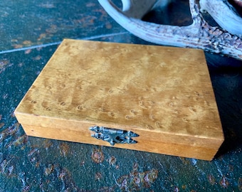 Vintage Birdseye Maple Cigarette Box, Vintage Cigar Box, Rare Wood Cigarette Box