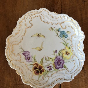 Vintage Collectible Limoges Porcelain Plate, Flowers and Butterflies, Hand Painted Porcelain, Beautiful Decor, Accent Plate, Pottery Art