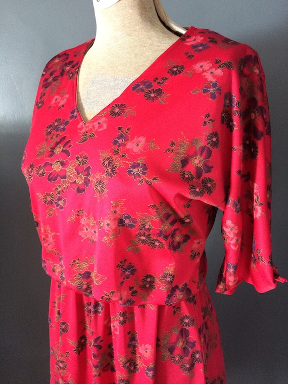Vintage Floral Split Sleeve Dress, Draped Dress, … - image 1