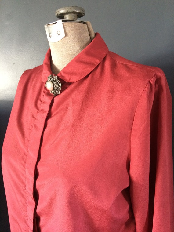 Multicolored Short Sleeve UK 14 Vintage Mario Rosella Navy Blue Hidden Button Front Blouse