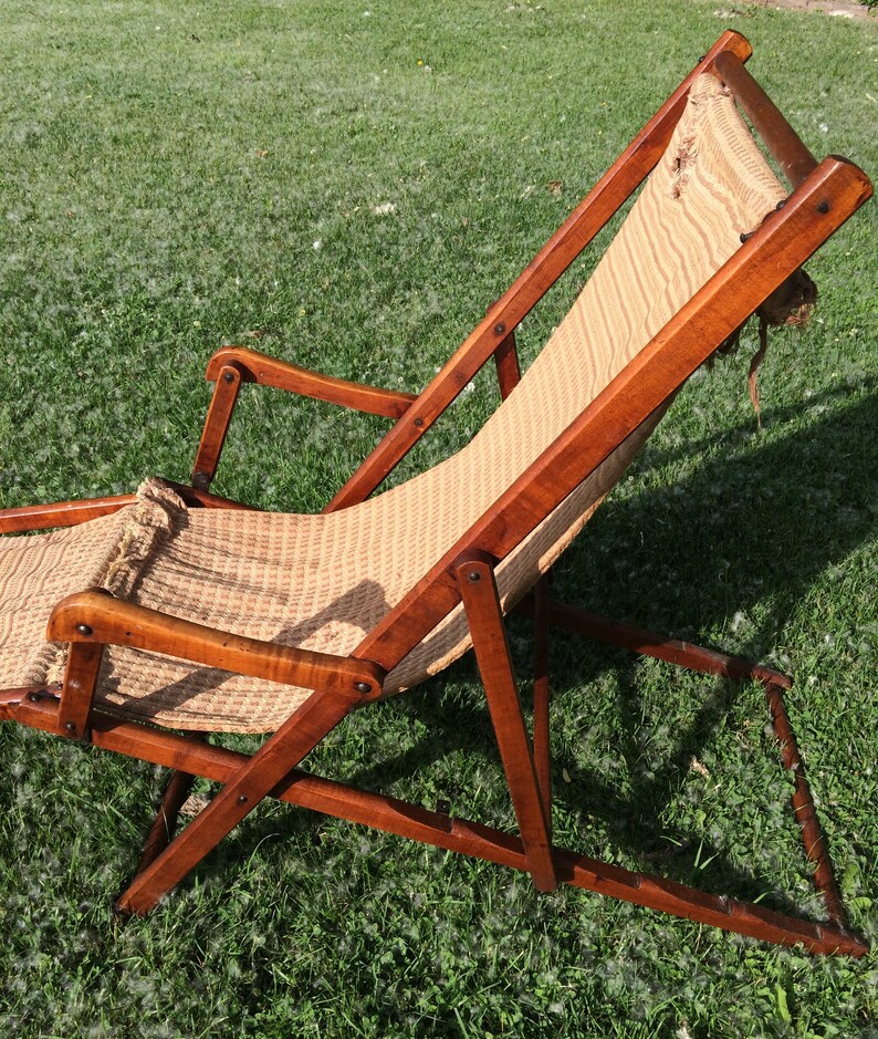 Antique Furniture Beach Lounge Chair 1930s Vintage Deck Etsy