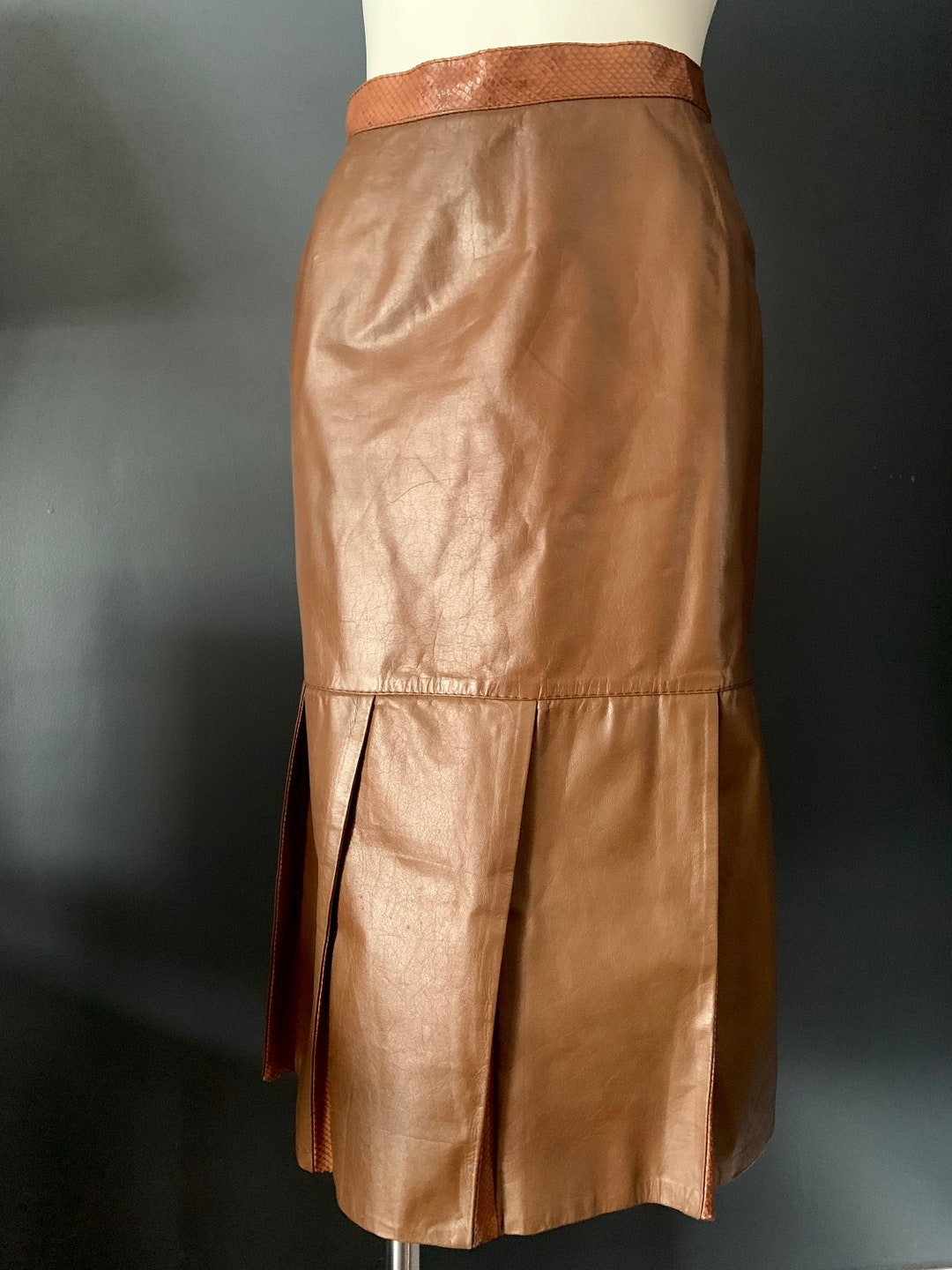 Unique Vintage Leather Skirt, Tailor Made Skirt, Leather Skirt Etsy
