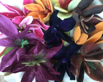 15 Big exotic felted flowers