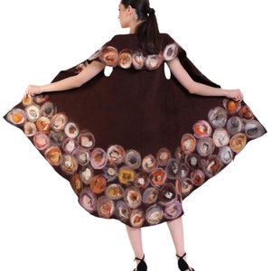 Round felted vest with wood design