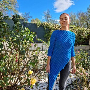 Hand knitted assimetric long blouse image 2