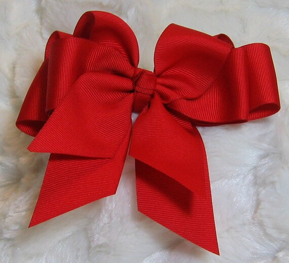 Bright Red Girls 5 inch Double Hair Bow for Spring and | Etsy