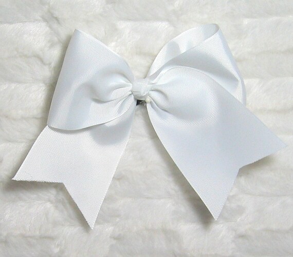 Big Cheer Bow Large Short Tail White Cheer Competition Bow Etsy