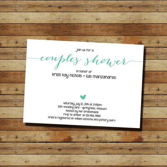 Items similar to Modern, Simple, Mint Couples Shower Invitation