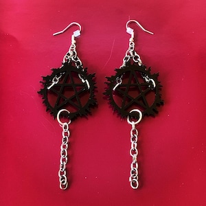 Laser Cut Pentagram Earrings