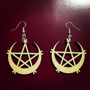 Laser Cut Crescent Pentagram Earrings
