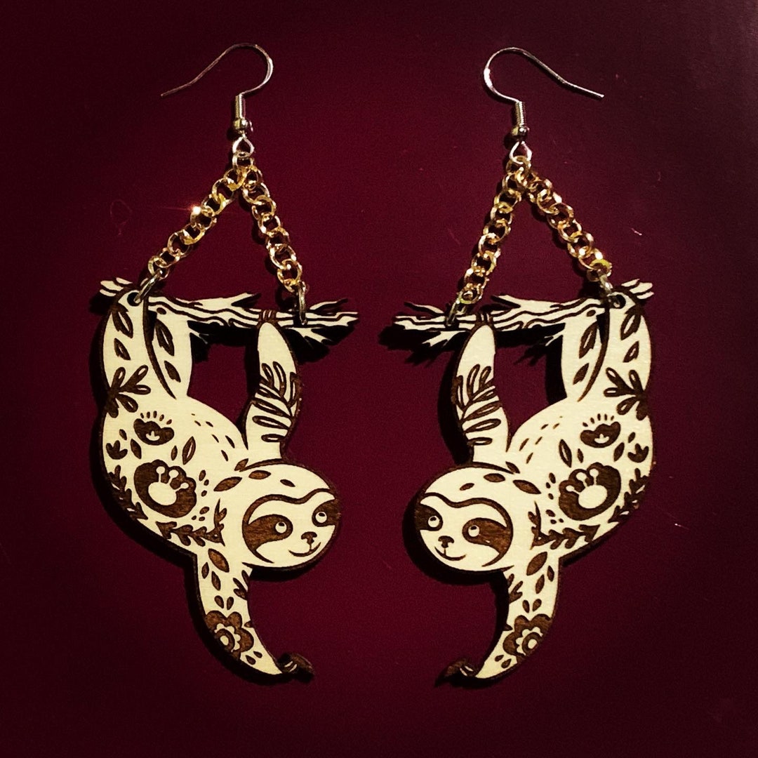 Laser Cut Sloth Earrings - Etsy