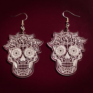 Laser Cut Sugar Skull Earrings