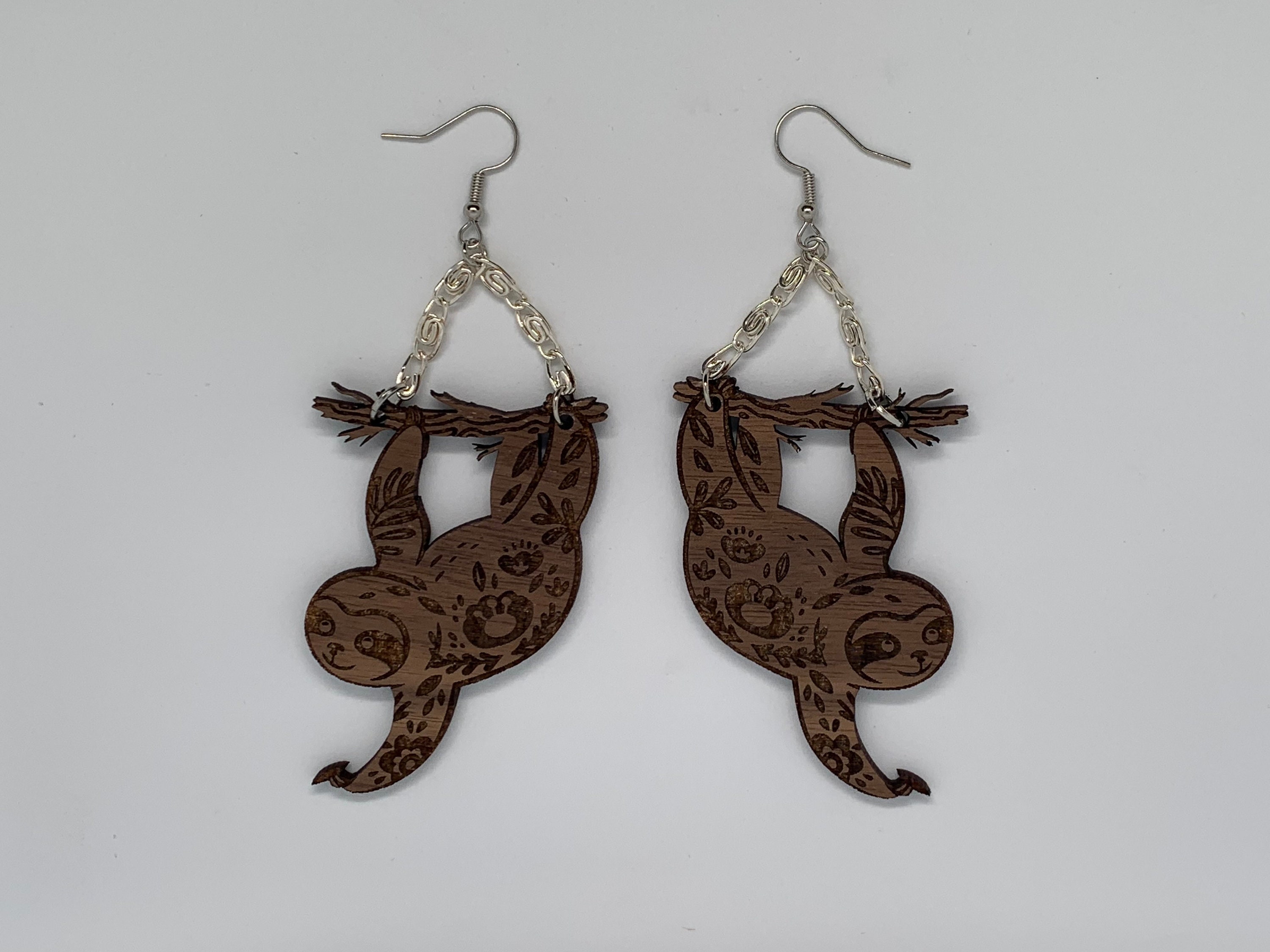 Sloth Back Earser Laser Cut Sloth Earrings - Etsy