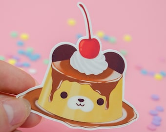 Caramel Bear Pudding Sticker | Kawaii Sticker - Cute Bear Sticker - Kawaii Stationery - Cute Food Sticker - Cute Animal Sticker