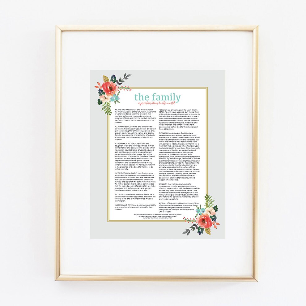 Family proclamation 11x14 art print instant download | Etsy