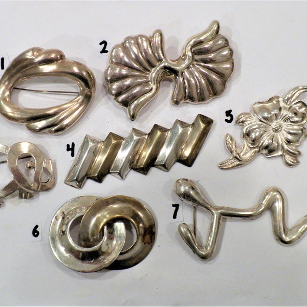 Sterling Silver Jewelry / Variety of Silver Brooches / All Different / Buy 1 or All / Collectible / Great Gift Items / F