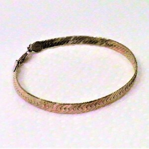 Vintage Herringbone Bracelet / Gold Over Sterling / Made in Italy / Signed 925 / Fits 7 3/4&quot; Wrist /  Collectible / Gift Item / ON SALE