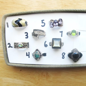 Vintage Sterling Silver & Gemstone Rings / 8 Available Many Different Gemstones / Nice Variety / All Original / Collectible / Gift Item / A