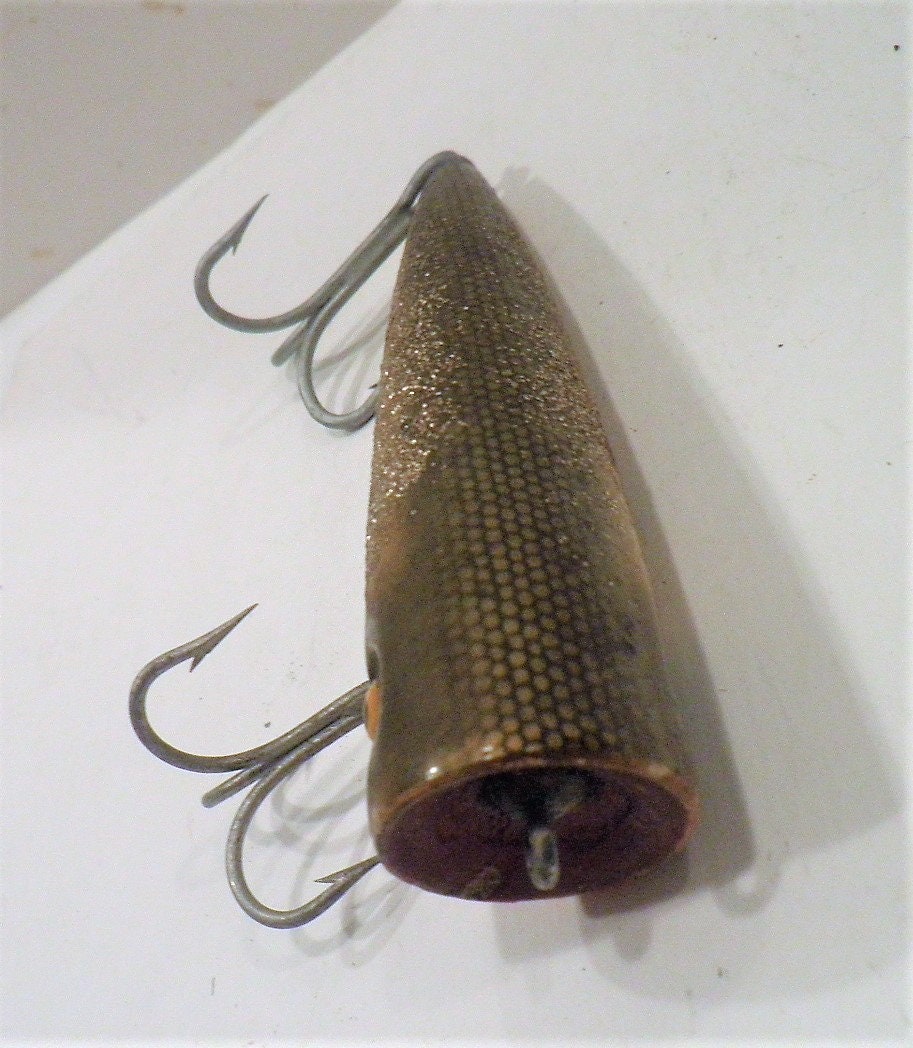 Vintage Popper Lure / Wood Lure / Surf Striper / Florida Baracuda Lure /  Saltwater Lure / All Original / 4 5/8 Lure / Collectible 