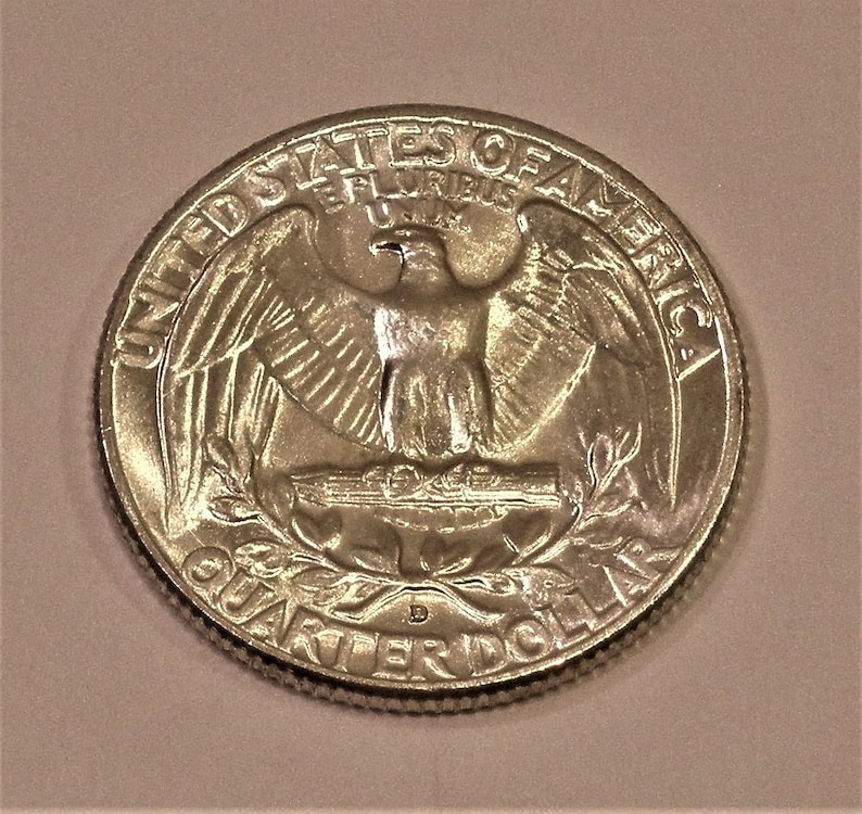 1964D Jefferson Quarter / 90 Silver Coin / Gem BU / From Etsy