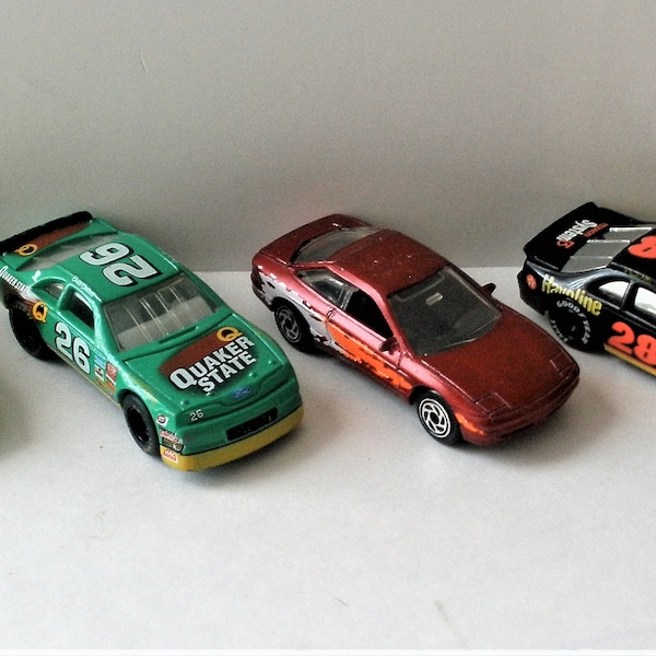 4 Vintage Matchbox / Dated 1986 to 1993 / 2 Racing Cars Davey Allison & Brett Bodine / Super Clean  / 4 Great cars / Collectible / ON SALE