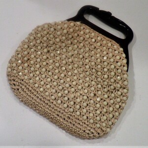 Vintage Clutch Evening Bag / White Beads with Beige Binding / New Old Stock / All Original / Unused Condition / Perfect Gift Item / 50% SALE