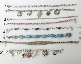 Vintage Three Chunky Silver Box Chain Triple Strand Bracelet