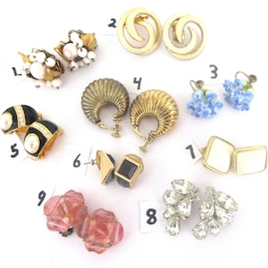 Vintage Earring Lot / 9 Designer Signed Pair / Screw Back, Clip On , Stud /  Buy 1 Or All / 1 Shipping Price / Great Gift Item / Collectible