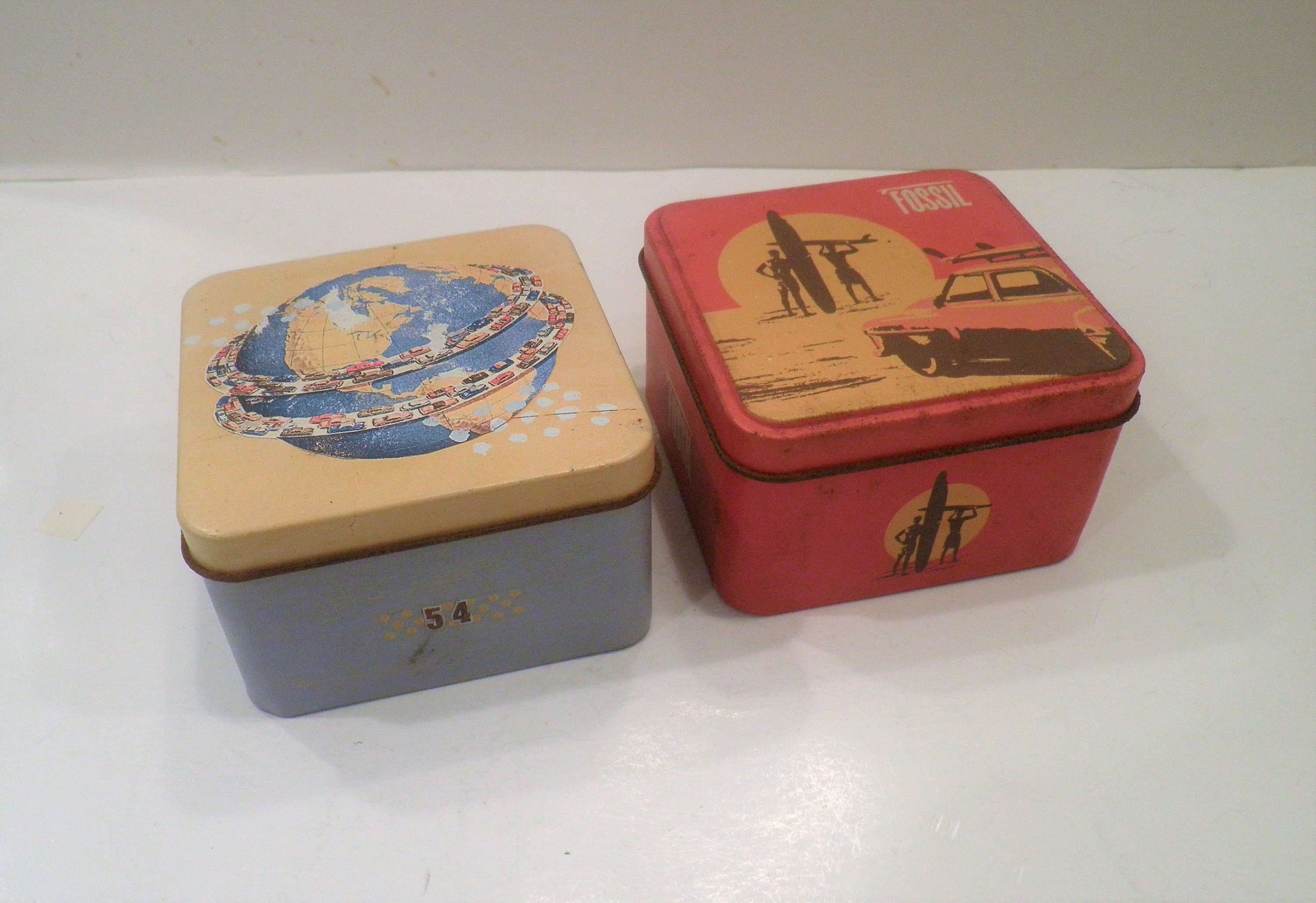 2 Vintage Fossil Watch Tins / Vintage 
