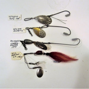 4 Antique Spinning Lures / Different Lure Co / Winchester  Arms-W.T.J.Loew-Pflueger-W.J.Jamison / All Original / Collectible / 50%  SALEE