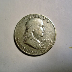 Error Coin / 1949 D Franklin Half Dollar / Double Mint Mark / Crooked D Over Straight D /  Silver Coin / Collectible Error Coin / ON SALE