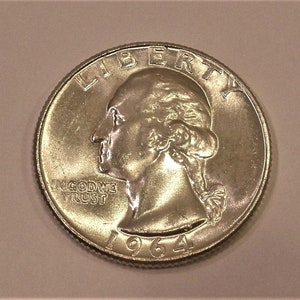 1964-D Washington Quarter / 90% Silver Coin / Gem BU / From Original Bank Roll / A Real Beauty / Coins & Money / Collectible / Gift Item