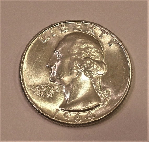 1964D Jefferson Quarter / 90 Silver Coin / Gem BU / From Etsy
