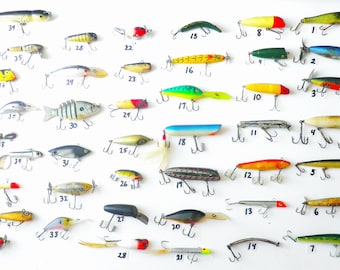 Lot Vintage Fishing Lures Helin Flatfish Fly Fishing Bait Wood